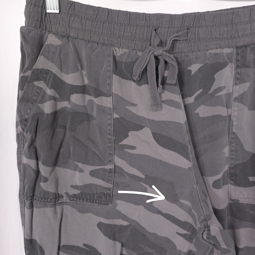 Splendid Joggers SMALL Camo Pull On Drawstring Relaxed Military Army Pants Gray - Picture 8 of 12